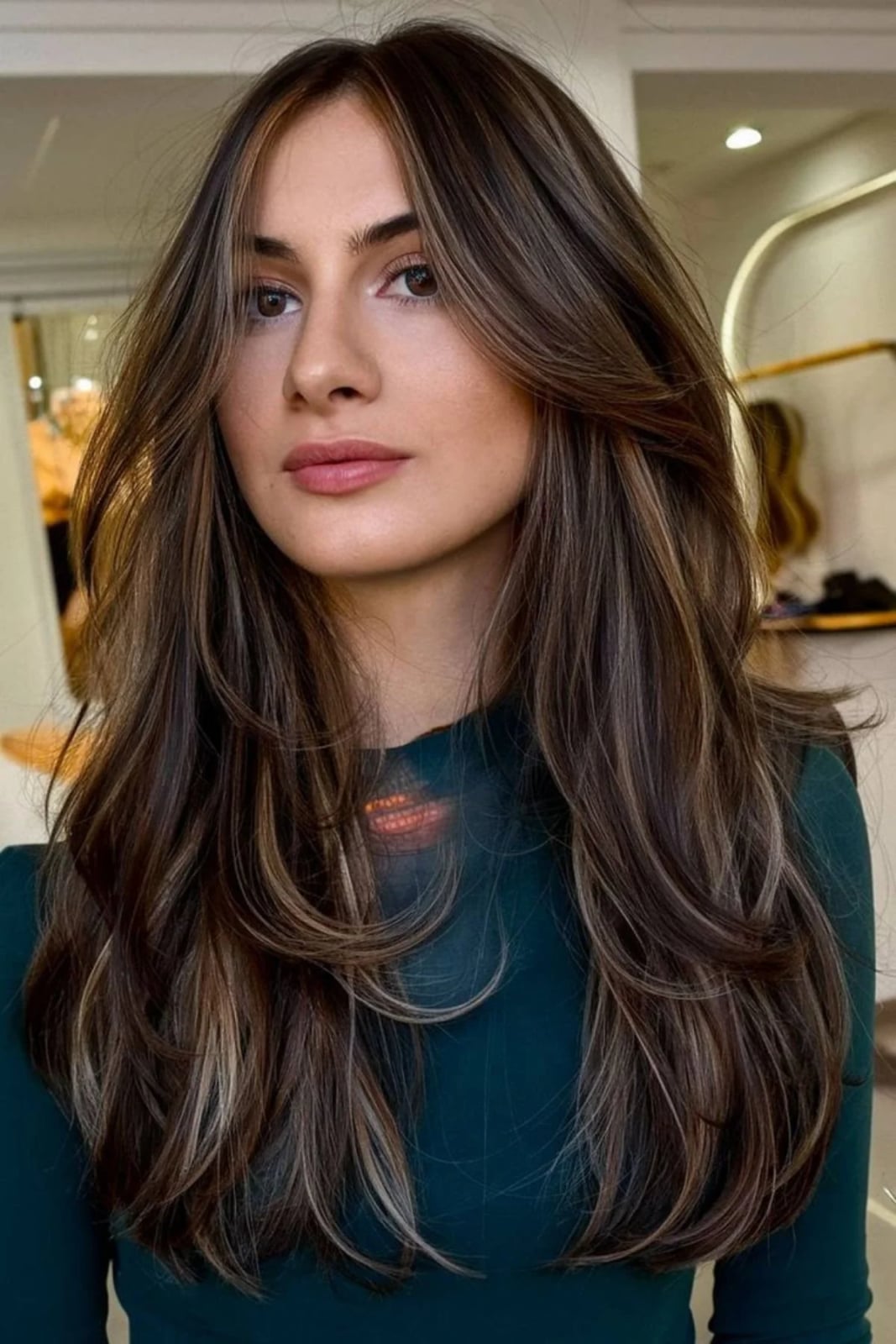 Mid-Back Dark Brown Layers With Loose Waves Mid-Back Dark Brown Layers With Loose Waves — Layers Hair
