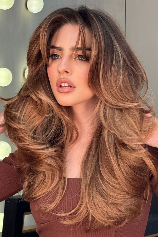 Mid-Back Brown Layers With Blonde Highlights Mid-Back Brown Layers With Blonde Highlights — Layers Hair