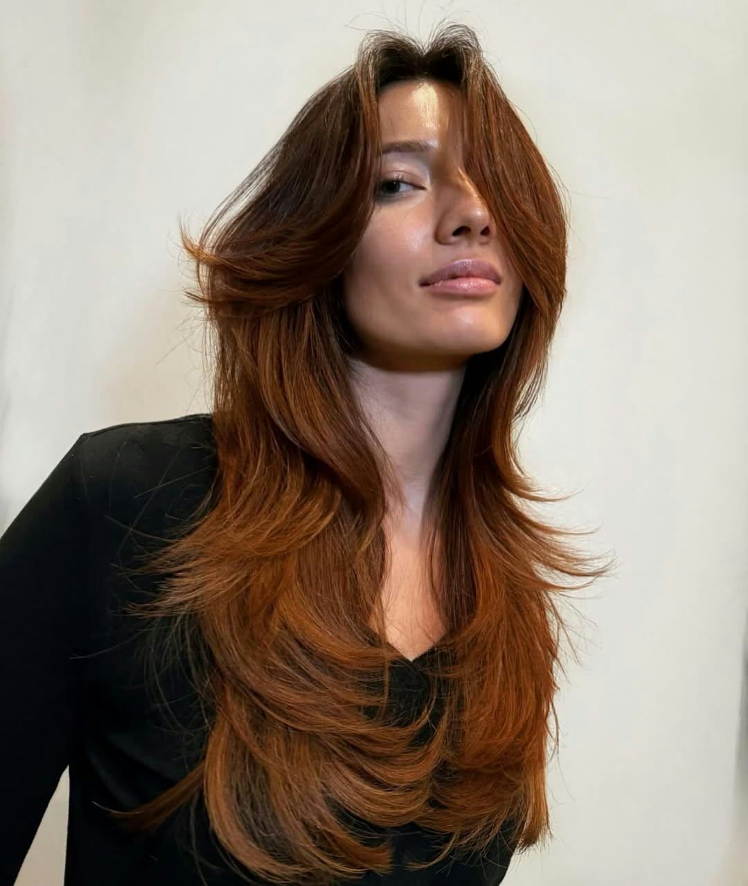 Long Copper Red Hair With Dramatic Layers Long Copper Red Hair With Dramatic Layers — Layers Hair