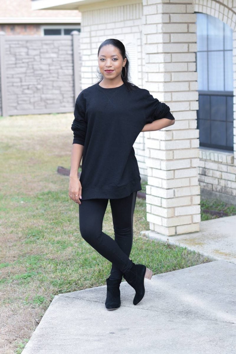 Monochromatic black oversized sweatshirt and leggings Monochromatic black oversized sweatshirt and leggings — Lazy Outfits