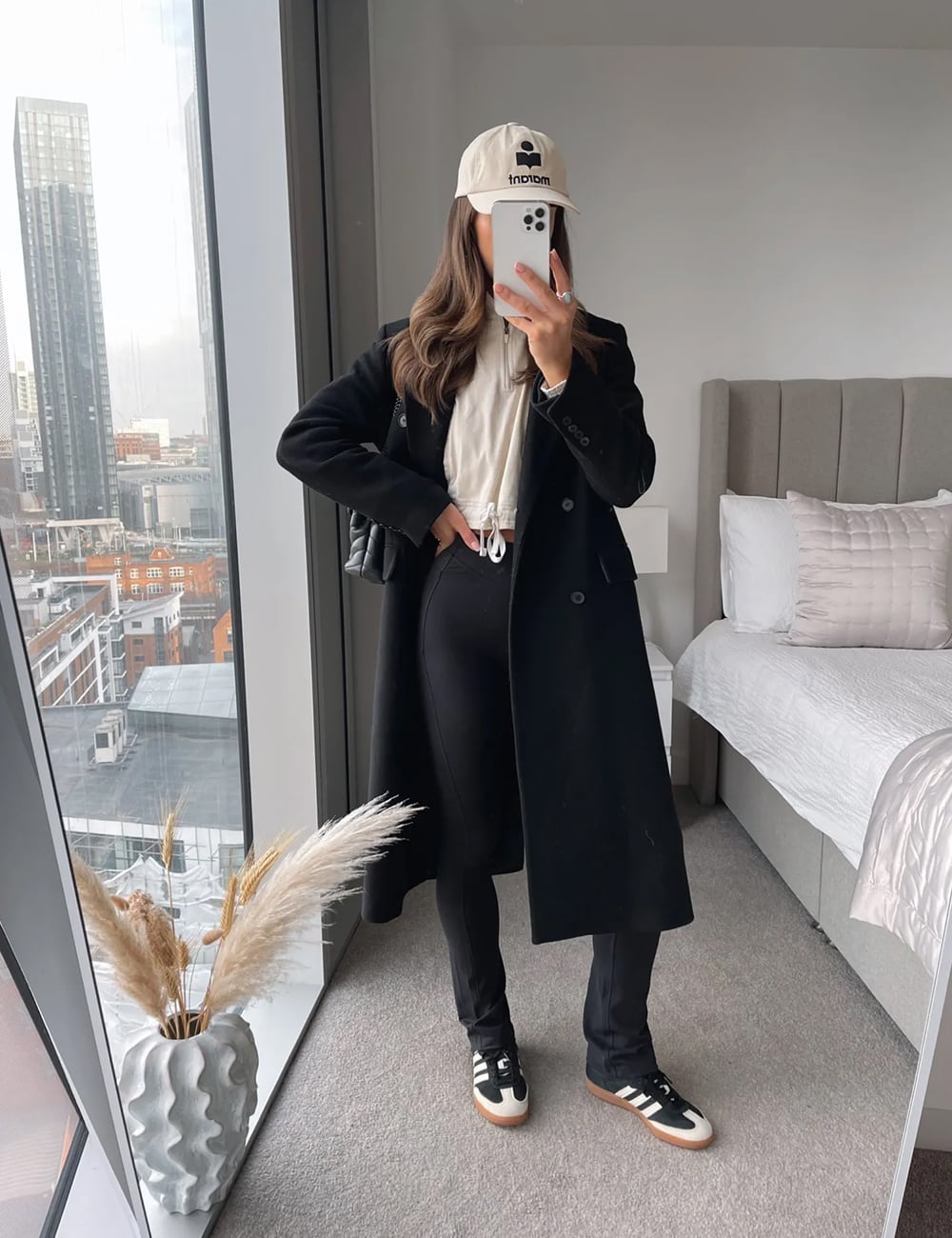 Double-Breasted Coat Over Hoodie And Leggings Double-Breasted Coat Over Hoodie And Leggings — Leggings Outfits Casual