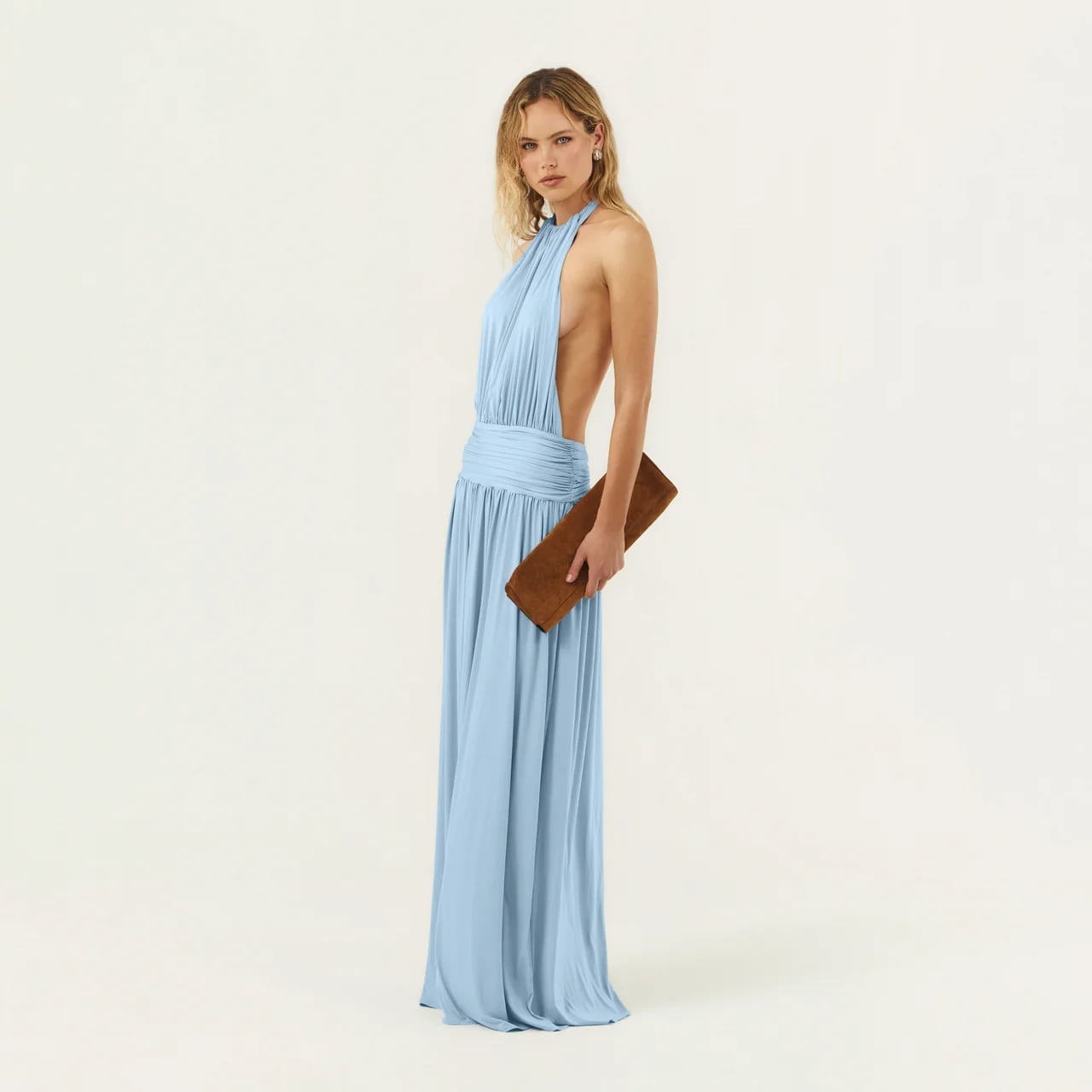 Light blue halter neck maxi dress with empire waist Light blue halter neck maxi dress with empire waist — Light Blue Dress
