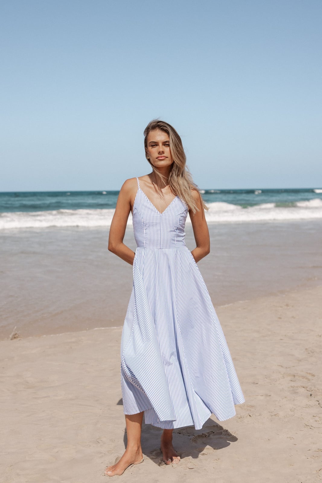 Light blue and white striped strappy maxi dress Light blue and white striped strappy maxi dress — Light Blue Dress