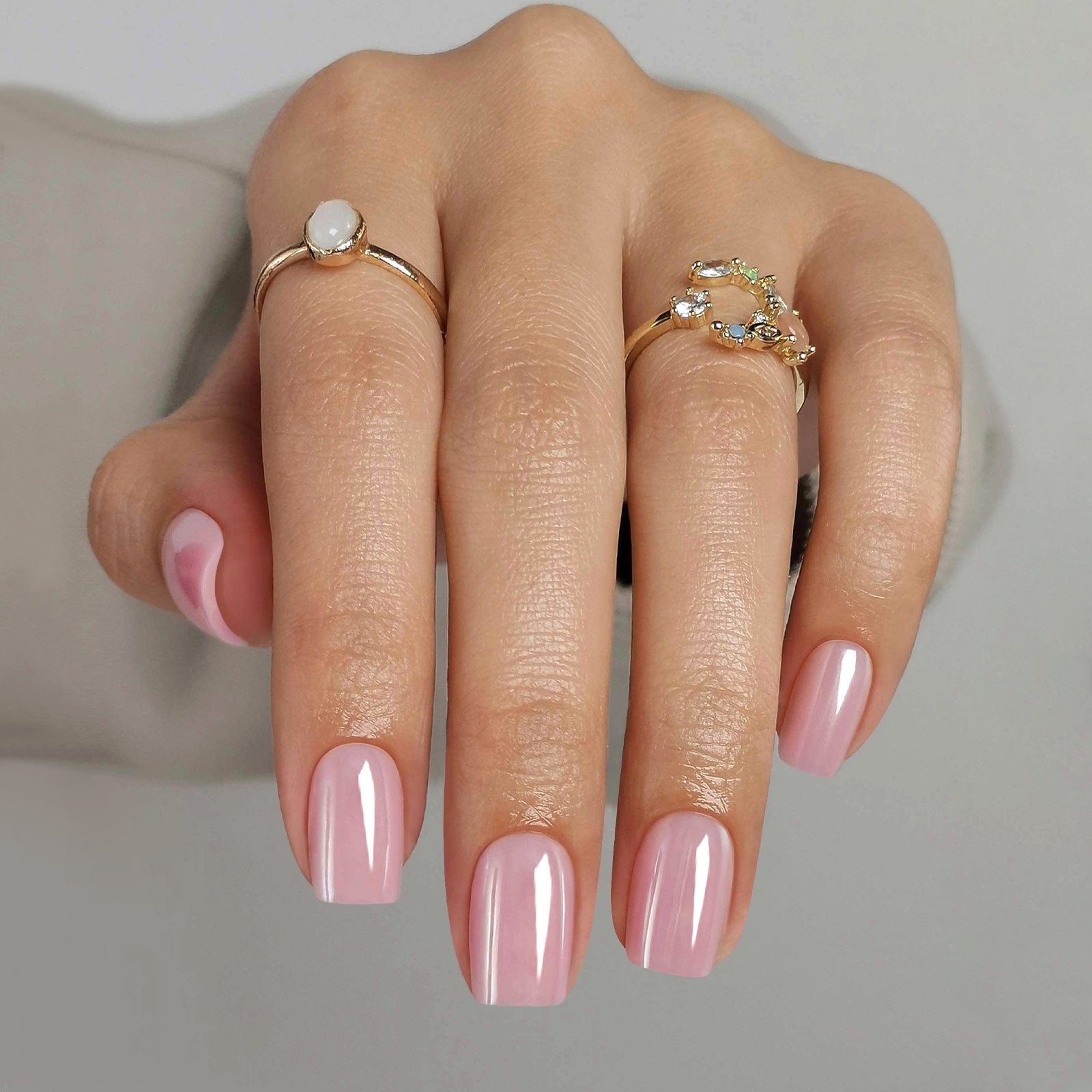 Short Square Glazed Donut Light Pink Nails Short Square Glazed Donut Light Pink Nails