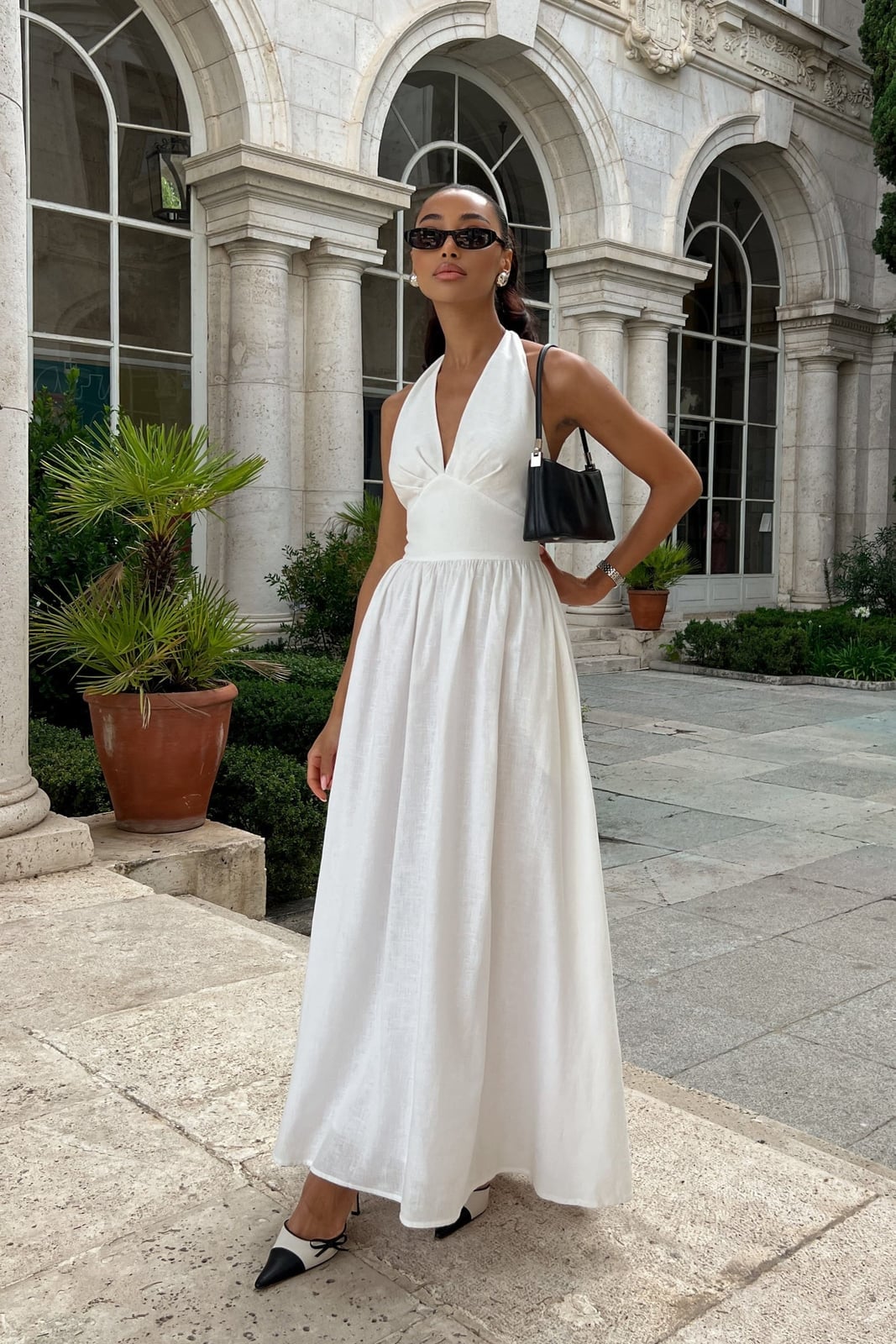 White long linen halter neck dress White long linen halter neck dress — Linen Dress