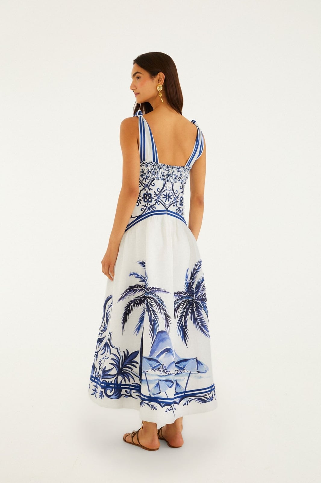 White linen maxi dress with scenic print White linen maxi dress with scenic print — Linen Dress