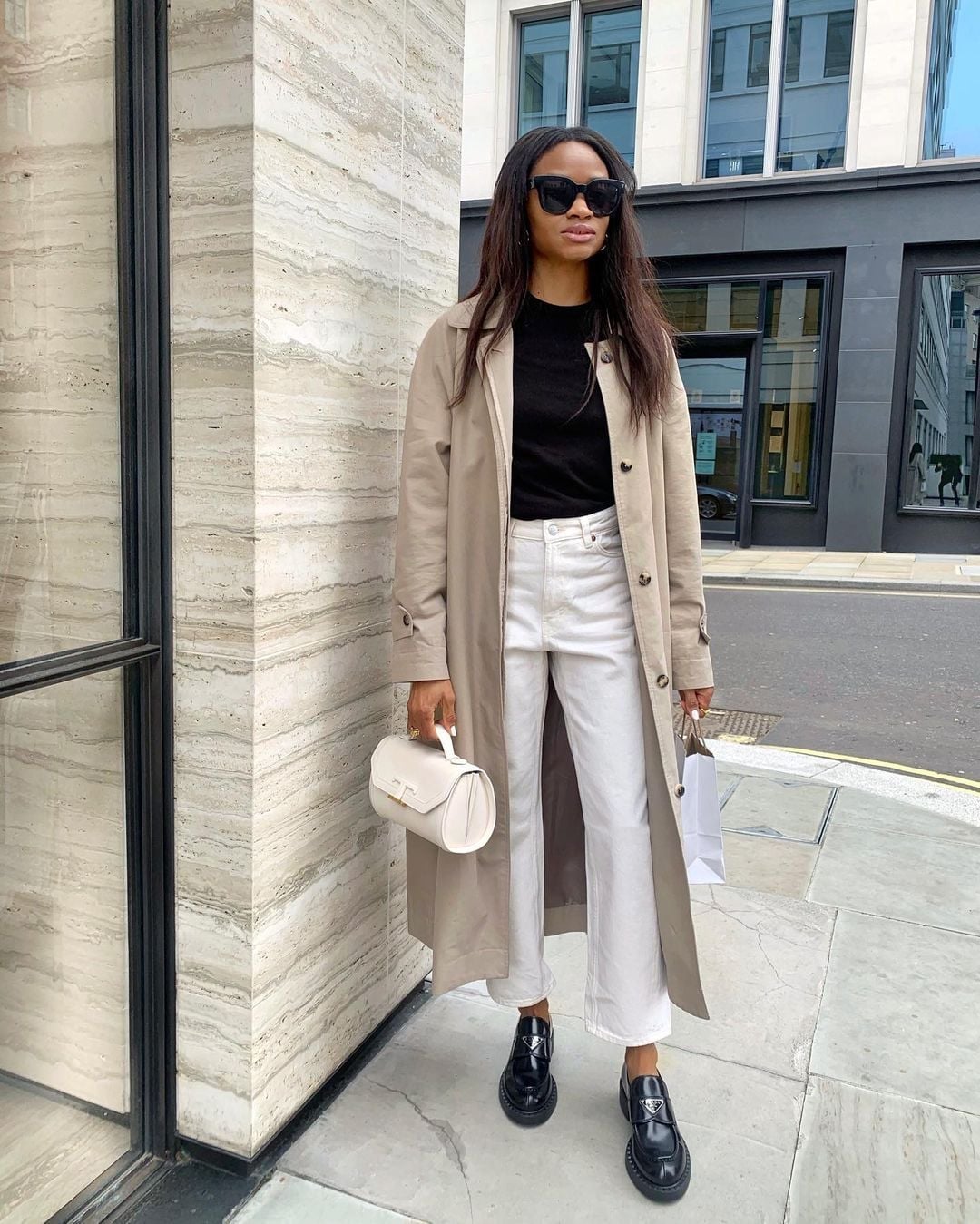 Beige Trench Coat With Chunky Loafers Beige Trench Coat With Chunky Loafers — Loafer Outfits