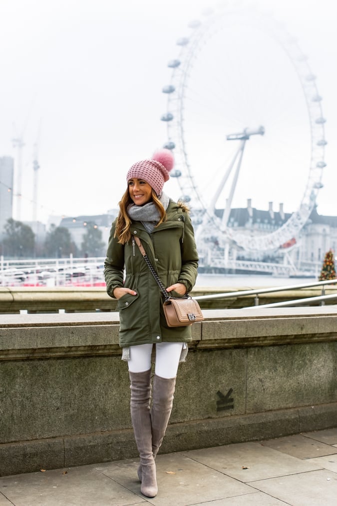 Olive Green Parka With Over-The-Knee Boots Olive Green Parka With Over-The-Knee Boots — London Outfits