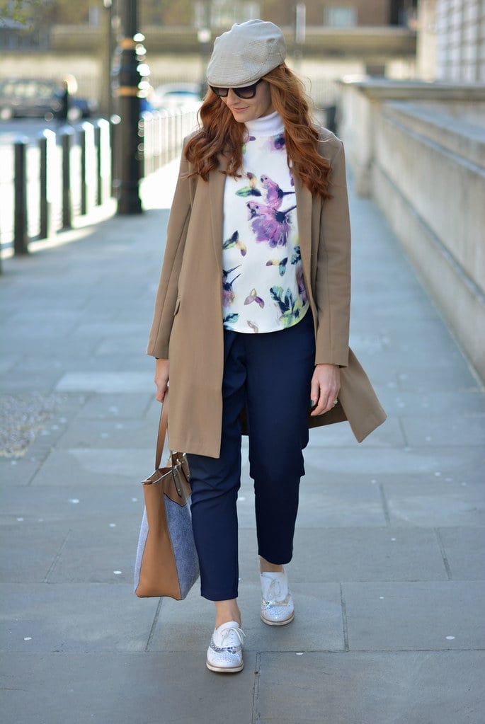 Camel Coat With Floral Top Camel Coat With Floral Top — London Outfits
