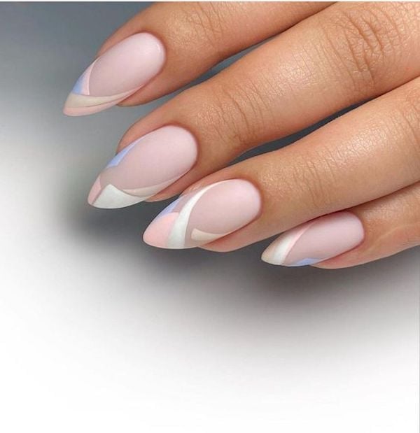 Sheer Nude Thin White French Long Almond Nails Sheer Nude Thin White French Long Almond Nails