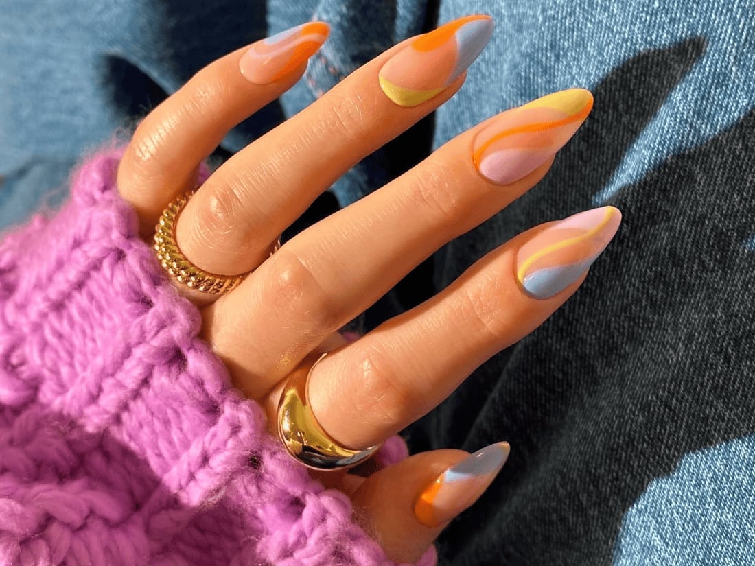 Minimalist Fine Line Art Sheer Nude Almond Nails Minimalist Fine Line Art Sheer Nude Almond Nails — Long Nails