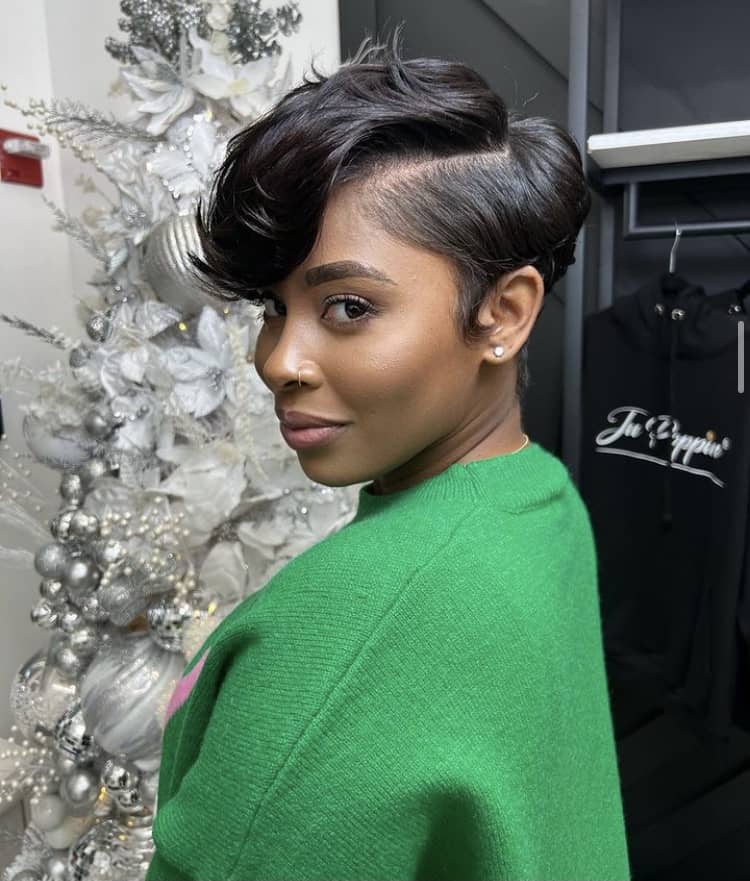 Dark Brown Pixie With Volume On Top Dark Brown Pixie With Volume On Top — Long Pixie