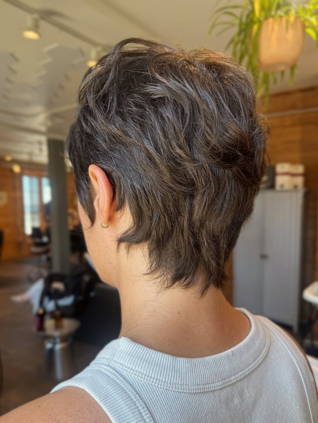 Layered Wavy Pixie To The Nape Layered Wavy Pixie To The Nape — Long Pixie
