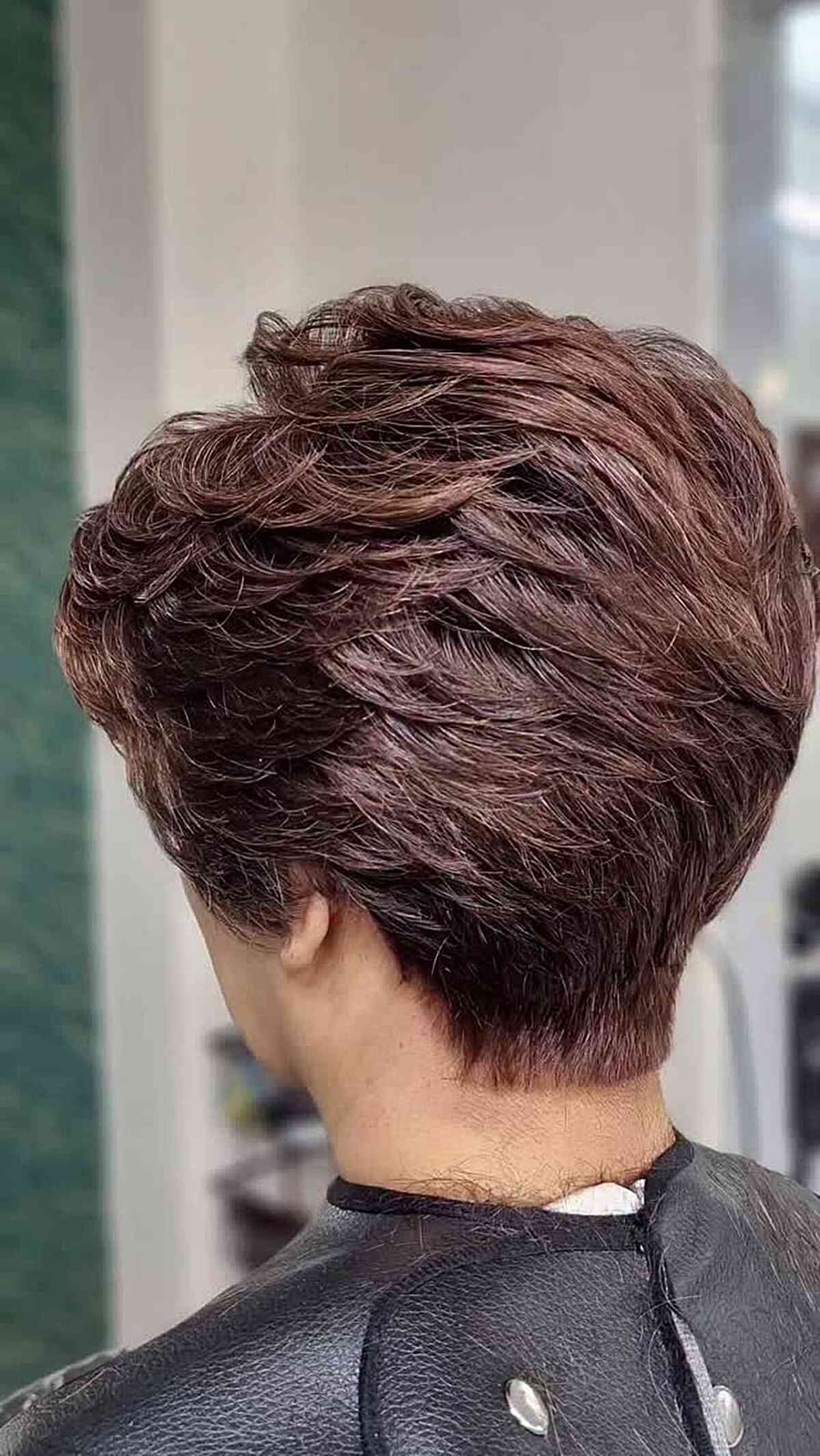 Dark Brown Pixie With Textured Layers Dark Brown Pixie With Textured Layers — Long Pixie