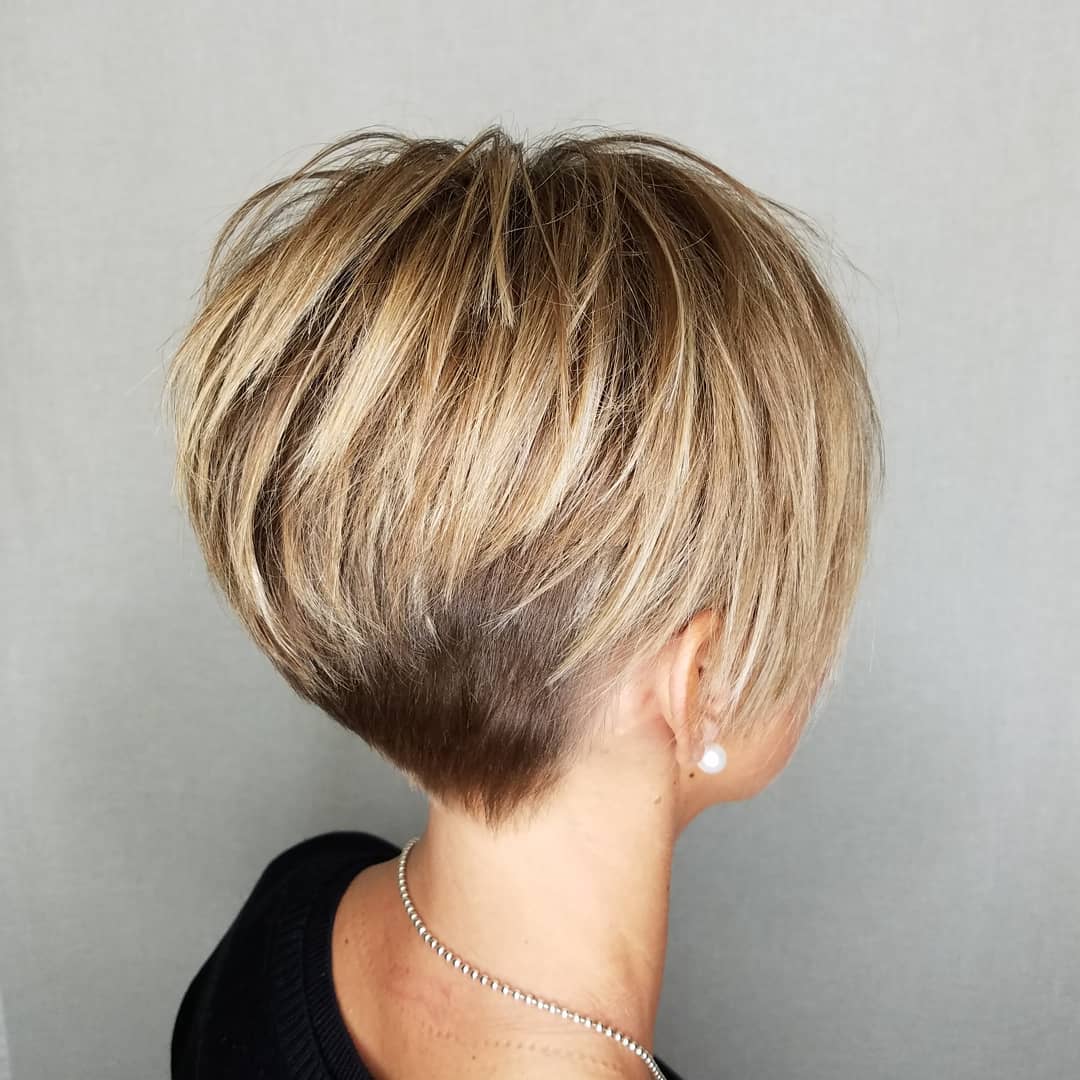 Blonde Pixie Bob With Undercut Nape Blonde Pixie Bob With Undercut Nape — Long Pixie