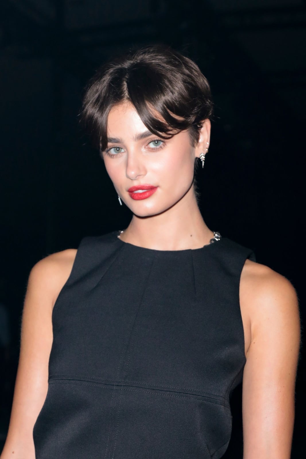 Dark Brown Pixie With Clean Lines Dark Brown Pixie With Clean Lines — Long Pixie