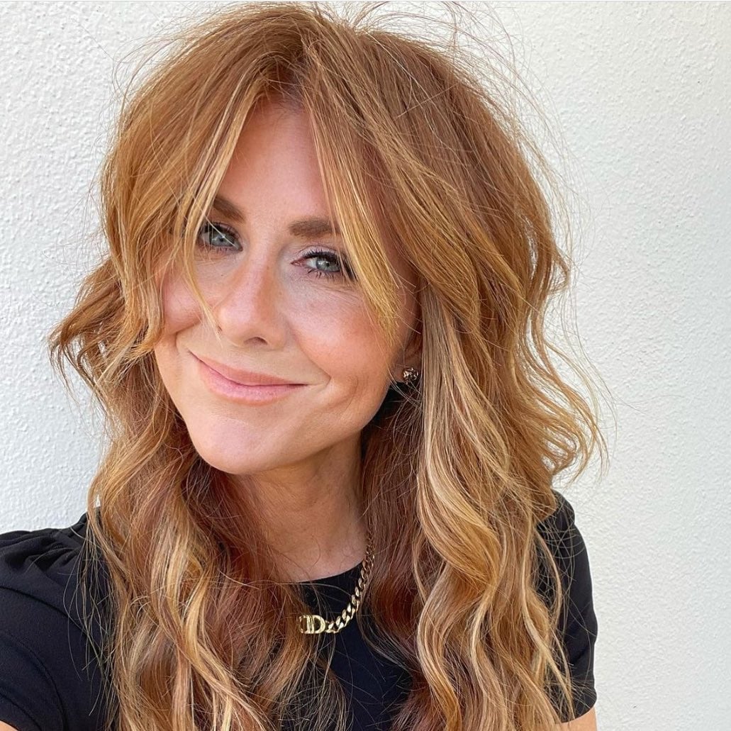 Mid-Back Blonde Shag With Root Shadow Mid-Back Blonde Shag With Root Shadow — Long Shag