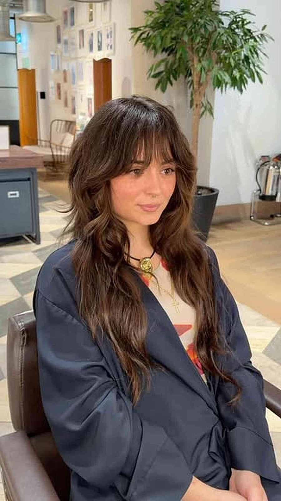 Mid-Back Medium Brown Shag With Soft Bangs Mid-Back Medium Brown Shag With Soft Bangs — Long Shag