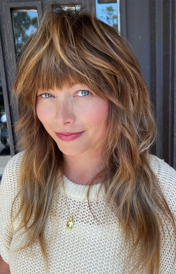 Mid-Back Shag With Wispy Bangs Mid-Back Shag With Wispy Bangs — Long Shag