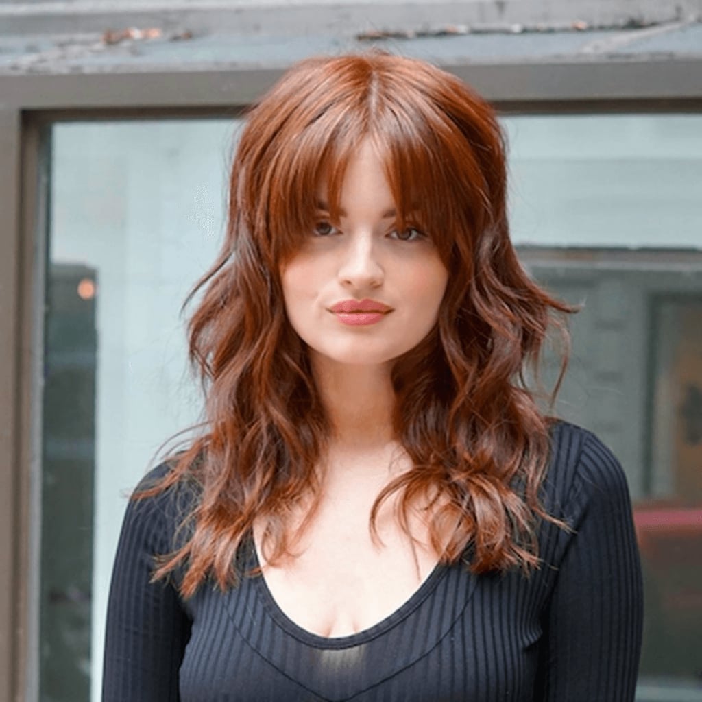 Collarbone Reddish-Brown Shag With Loose Waves Collarbone Reddish-Brown Shag With Loose Waves — Long Shag