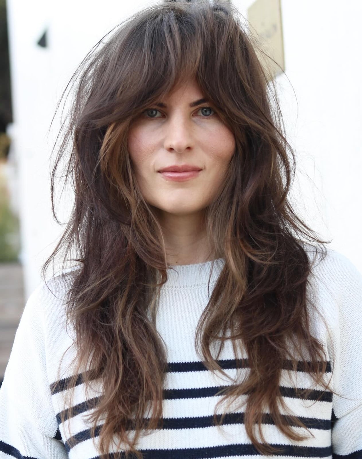 Mid-Back Dark Brown Shag With Voluminous Layers Mid-Back Dark Brown Shag With Voluminous Layers — Long Shag