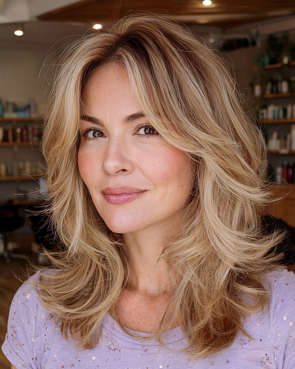 Blonde Collarbone Shag With Curtain Bangs Blonde Collarbone Shag With Curtain Bangs — Long Wolf Cut