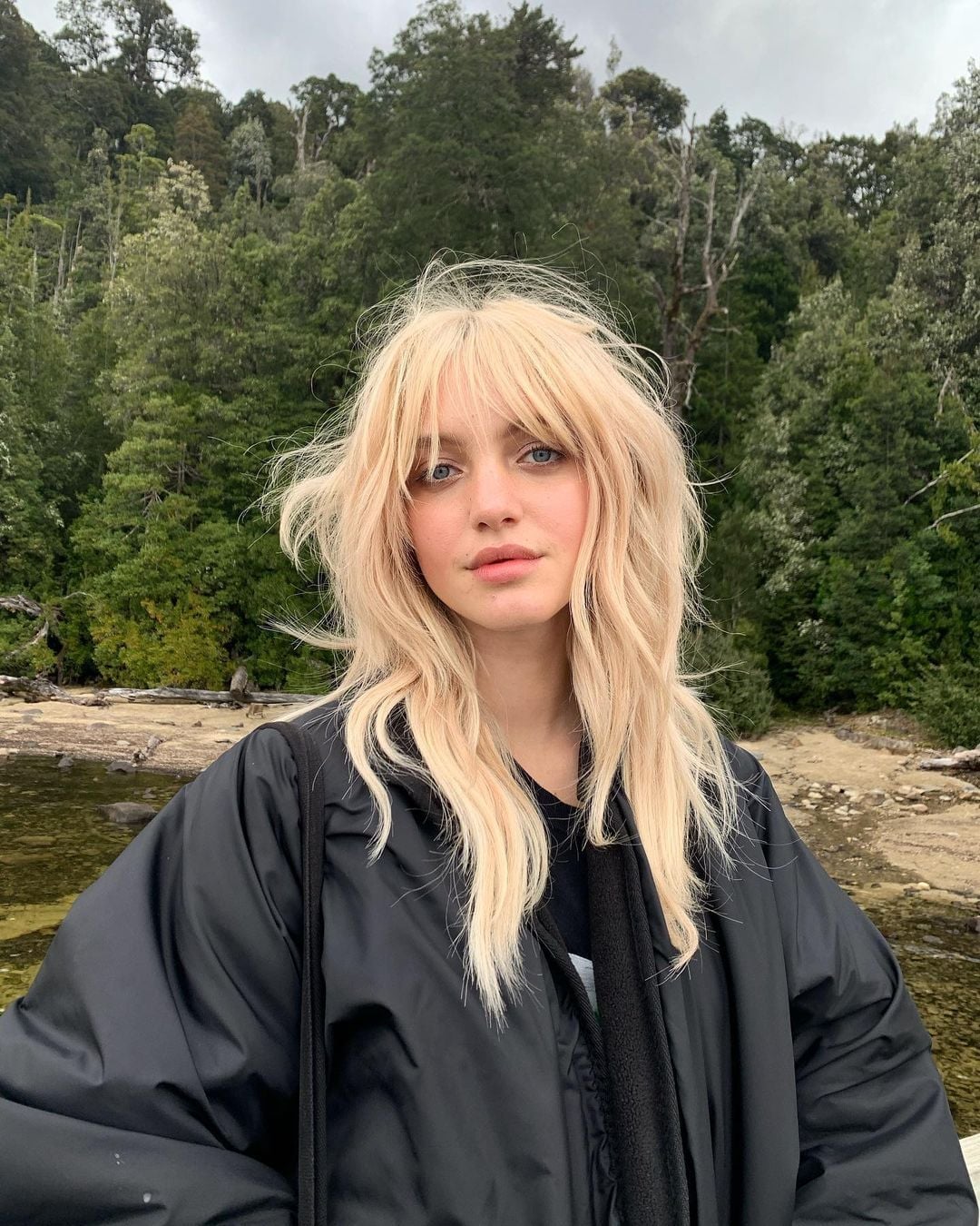 Mid-Back Ash Blonde Shag With Curtain Bangs Mid-Back Ash Blonde Shag With Curtain Bangs — Long Wolf Cut