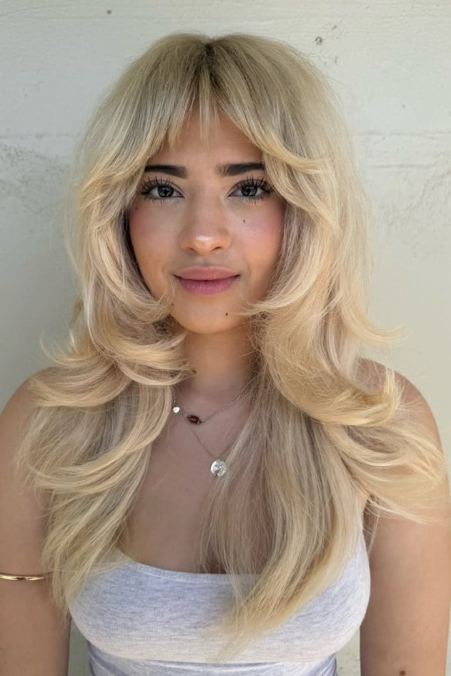 Vanilla Blonde Mid-Back Wolf Cut Vanilla Blonde Mid-Back Wolf Cut — Long Wolf Cut