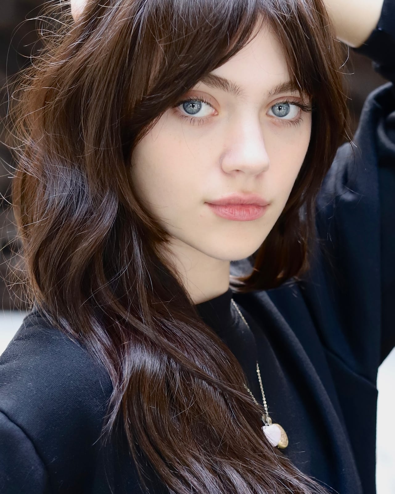 Shoulder Length Dark Brown Wolf Cut With Wispy Bangs Shoulder Length Dark Brown Wolf Cut With Wispy Bangs — Long Wolf Cut