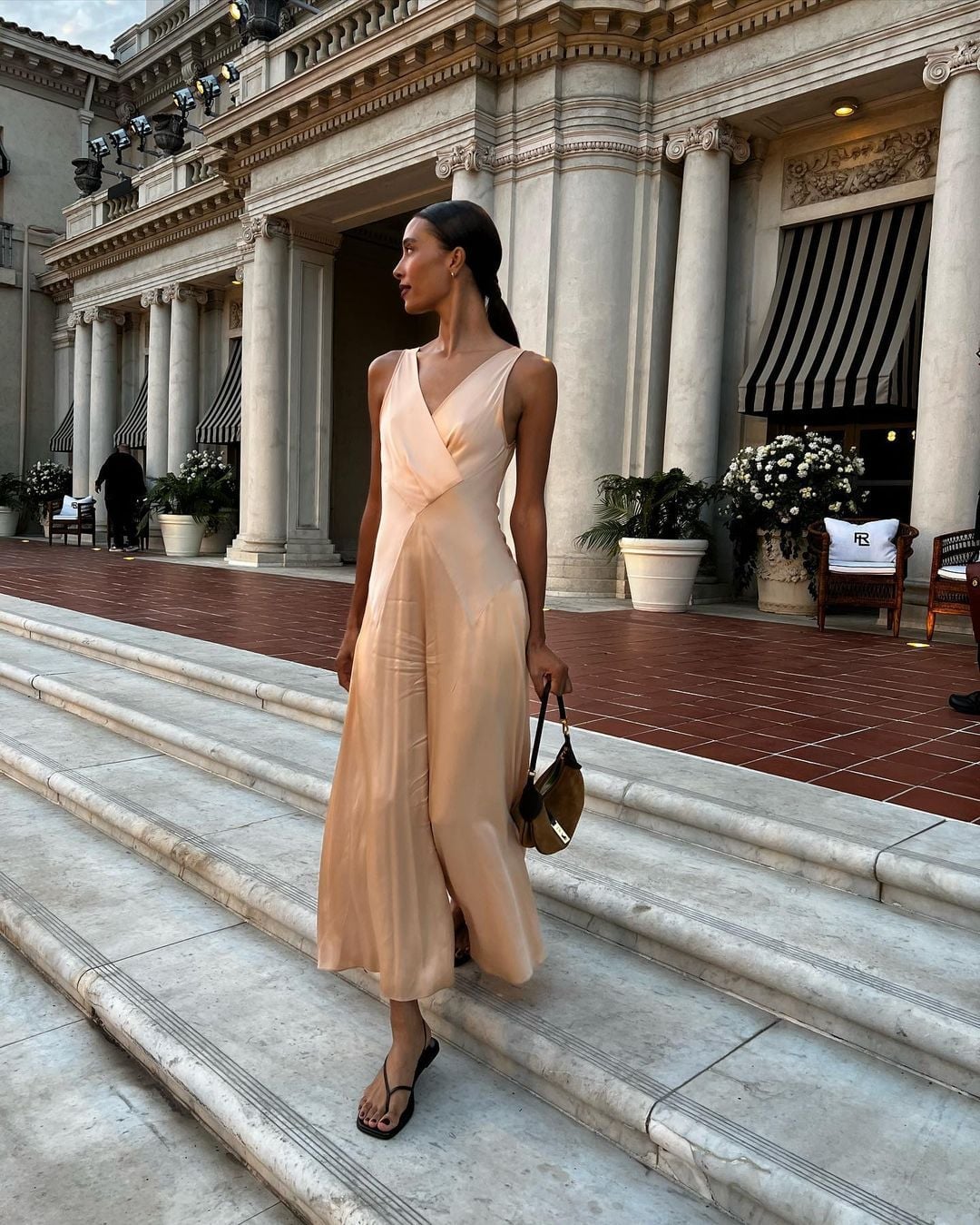 Peach Silk Jumpsuit with Wide Legs Peach Silk Jumpsuit with Wide Legs — Luxury Outfits