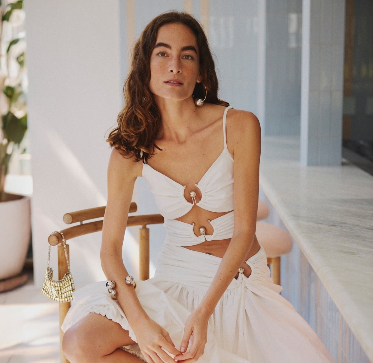 White Cropped Top with Tiered Skirt and Cut-outs White Cropped Top with Tiered Skirt and Cut-outs — Luxury Outfits