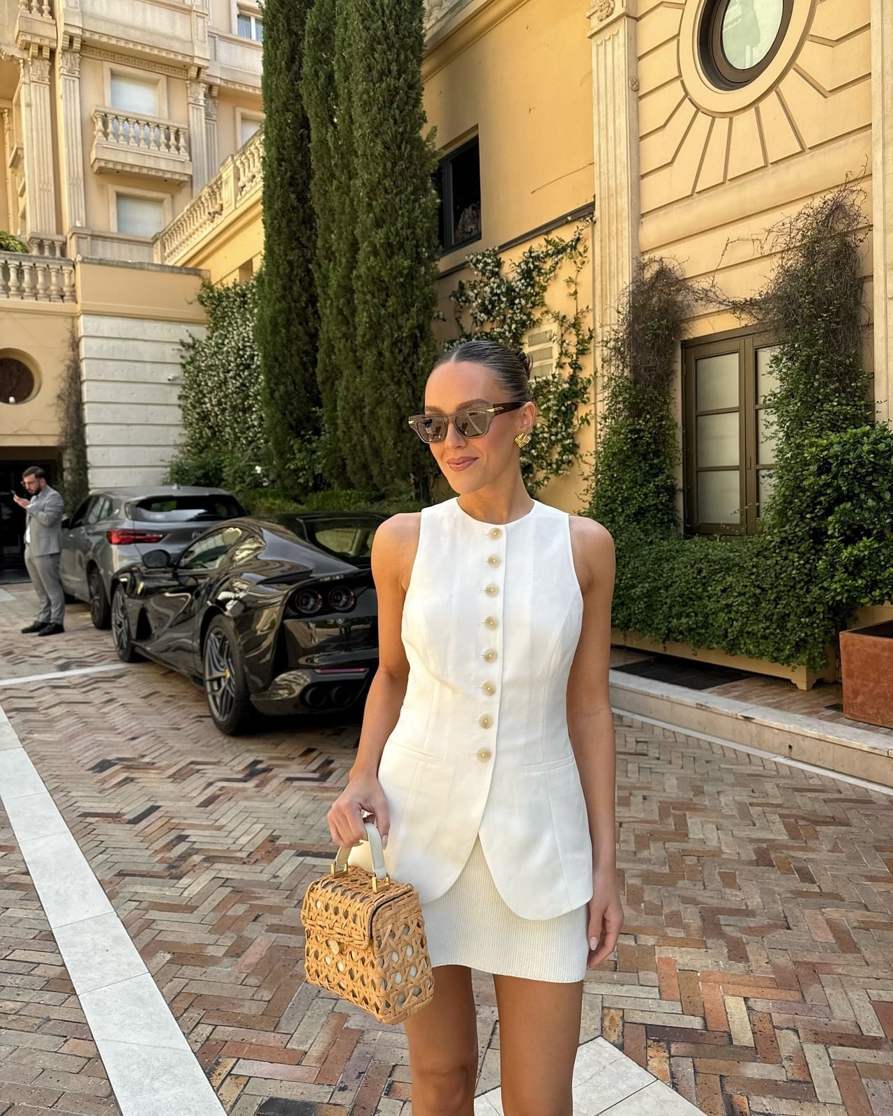 White Sleeveless Vest and Mini Skirt Set White Sleeveless Vest and Mini Skirt Set — Luxury Outfits