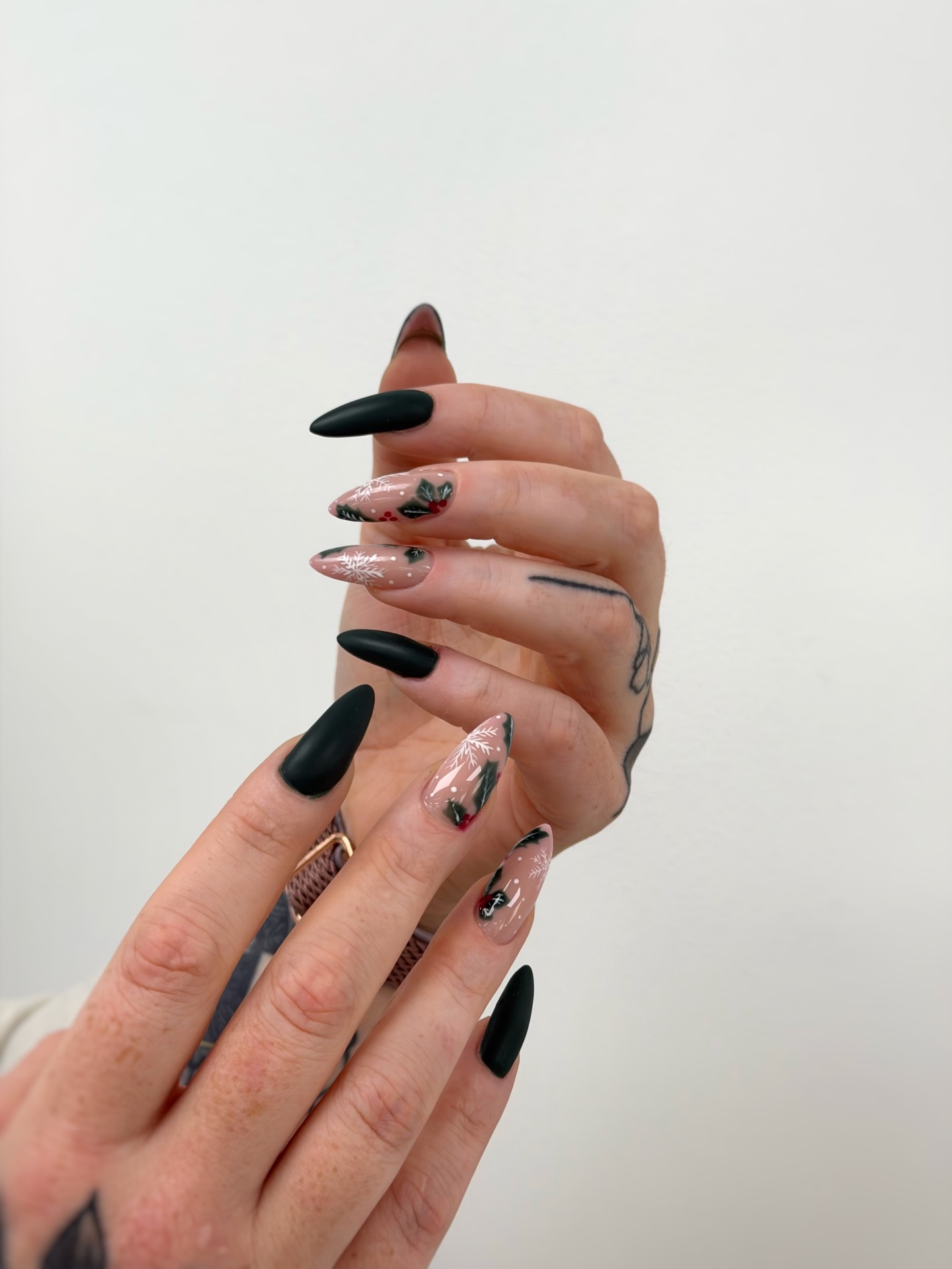 Matte Black & Holly Berry Christmas Stilettos
