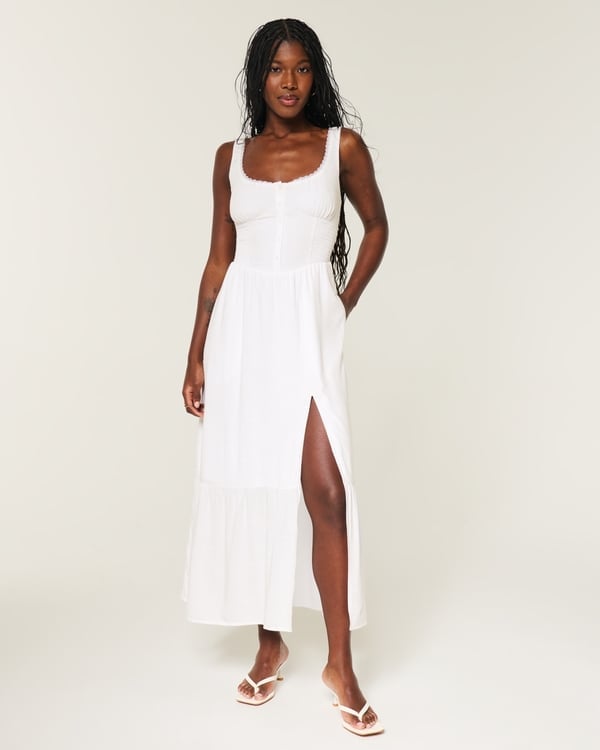 White Cotton Square Neck Maxi Dress White Cotton Square Neck Maxi Dress — Maxi Dresses