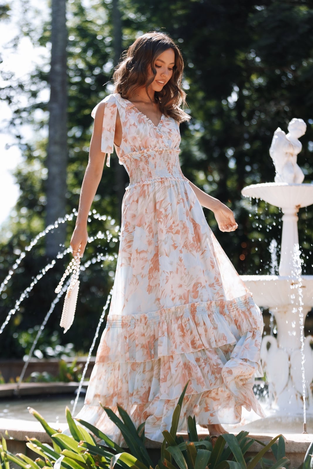 Pale Blue Floral Tiered Maxi Dress Pale Blue Floral Tiered Maxi Dress — Maxi Dresses