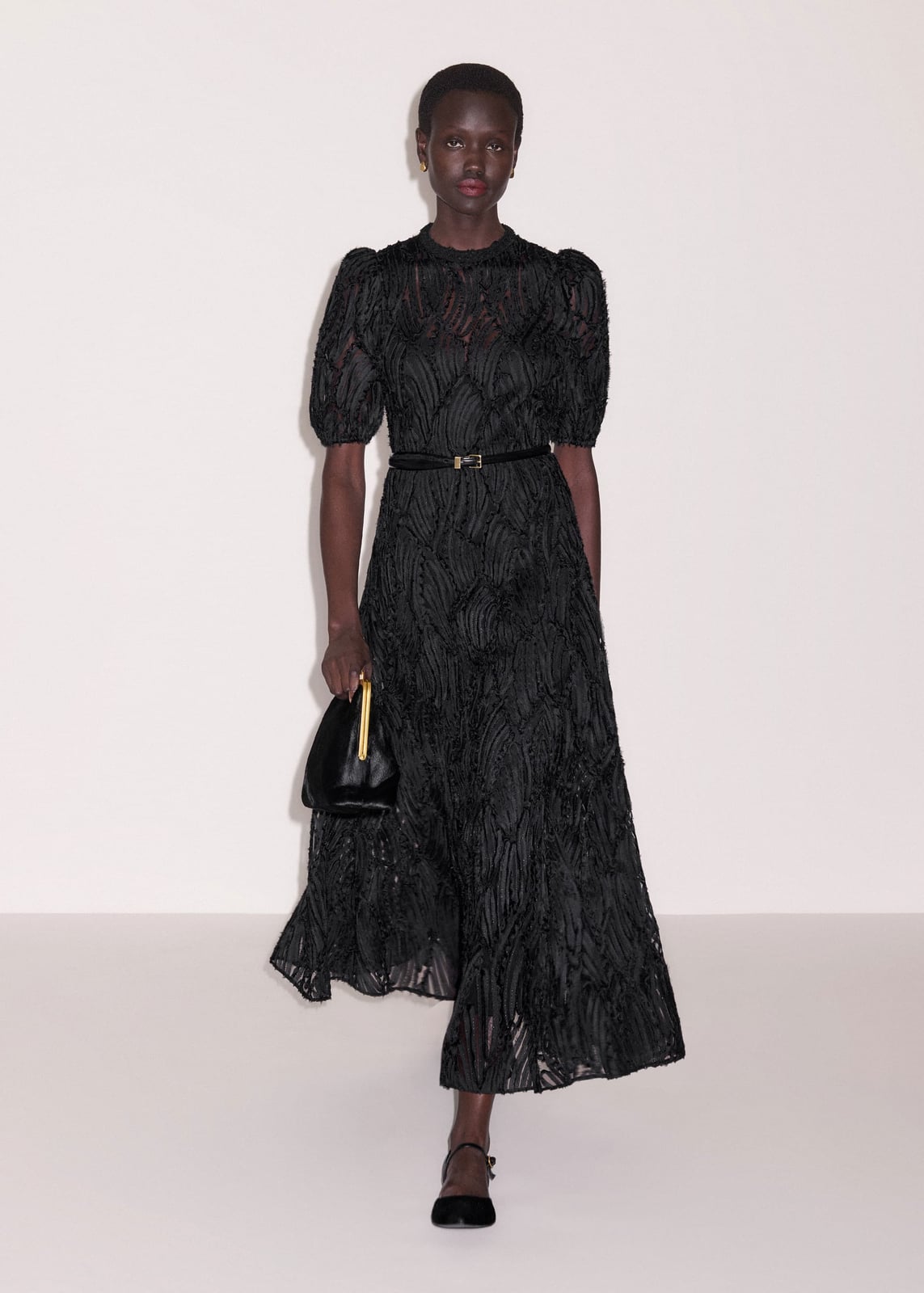 Black Textured Puff Sleeve Maxi Dress Black Textured Puff Sleeve Maxi Dress — Maxi Dresses