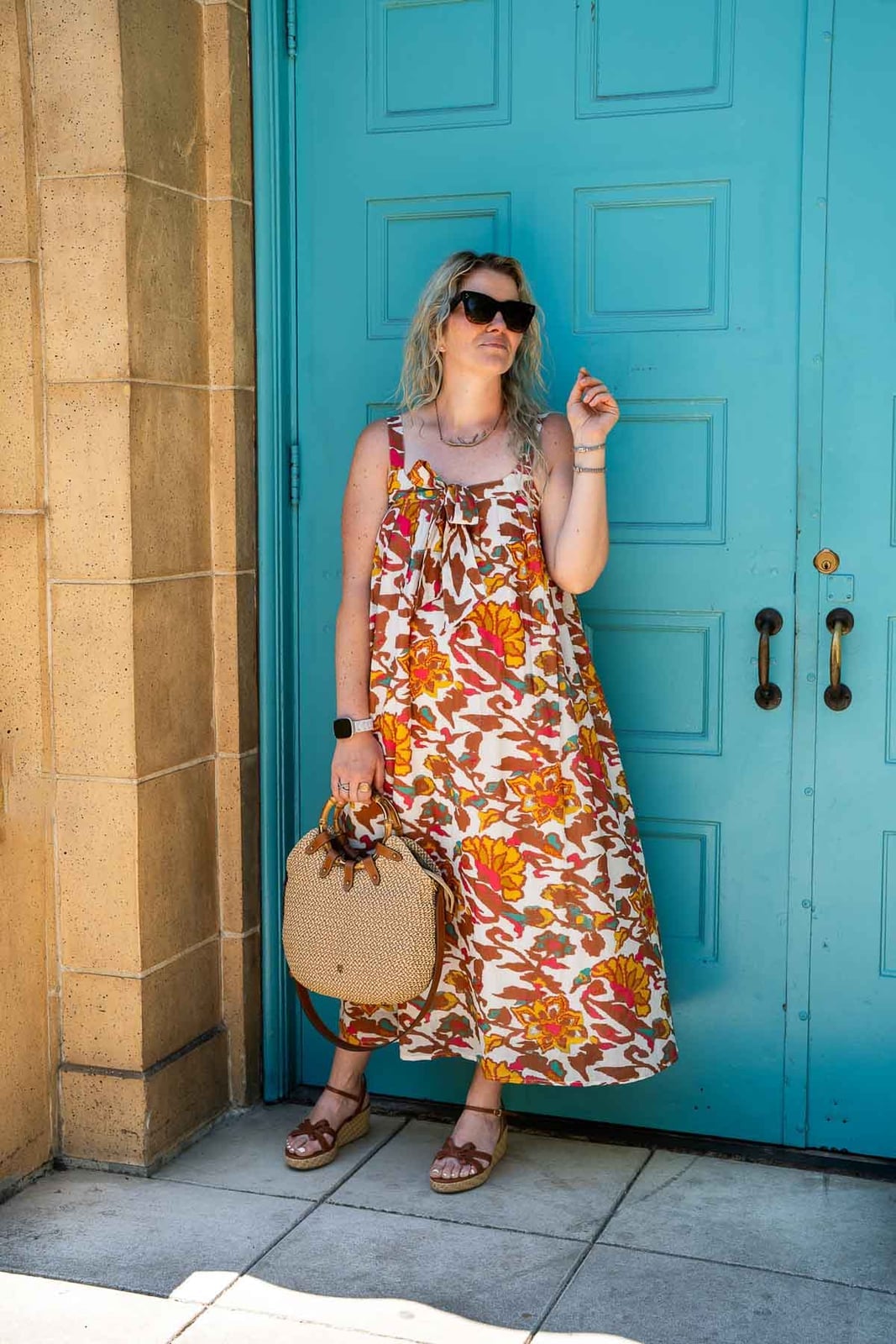 White Floral Print Tiered Maxi Dress With Wedges White Floral Print Tiered Maxi Dress With Wedges — Maxi Dresses Outfit