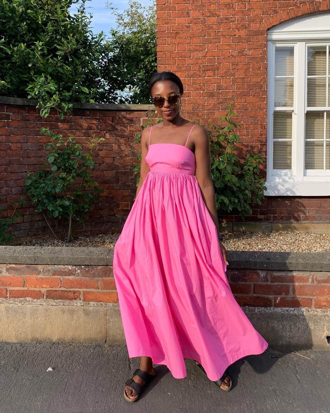 Bright Pink Cotton Poplin A-Line Maxi Dress Bright Pink Cotton Poplin A-Line Maxi Dress — Maxi Dresses Outfit
