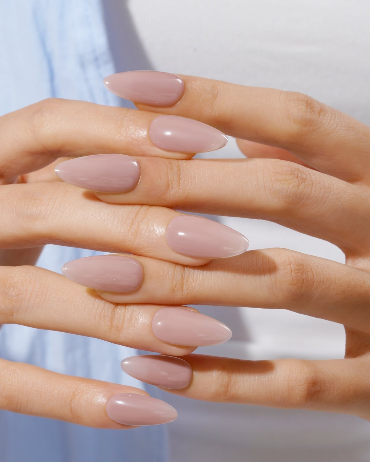 Uniform Neutral Pinkish-Beige Glossy Almond Nails Uniform Neutral Pinkish-Beige Glossy Almond Nails — Medium Almond Nails
