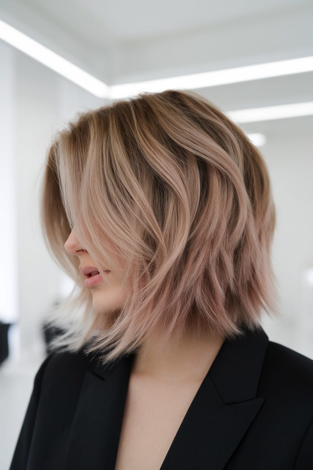 Collarbone Lob With Curtain Bangs Collarbone Lob With Curtain Bangs — Medium Hair