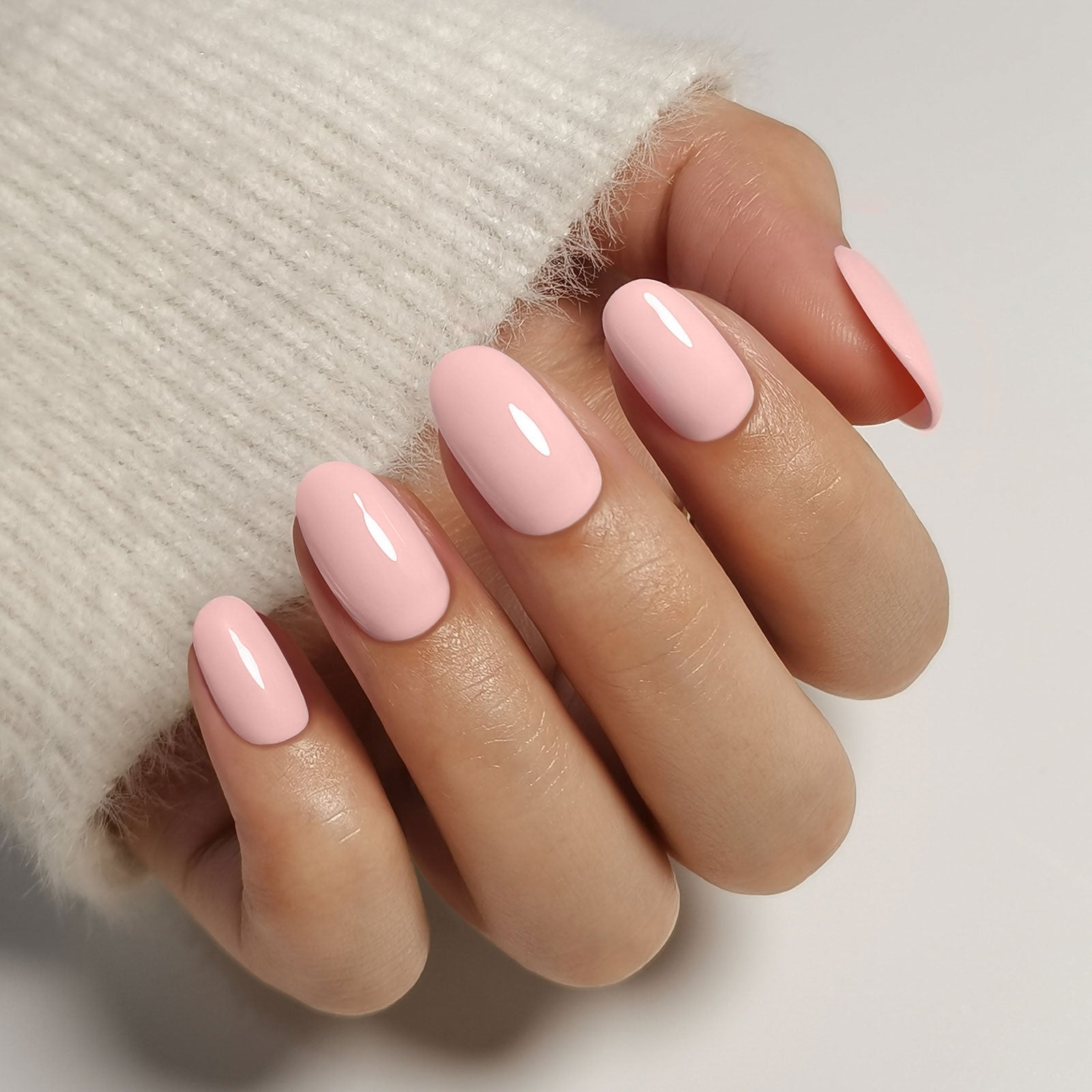 Pastel Pink Glossy Medium Oval Nails Pastel Pink Glossy Medium Oval Nails — Medium Nails