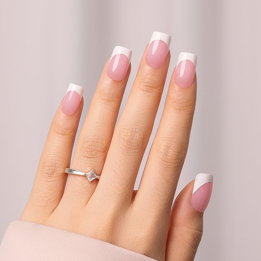Classic White French Medium Square Nails Classic White French Medium Square Nails