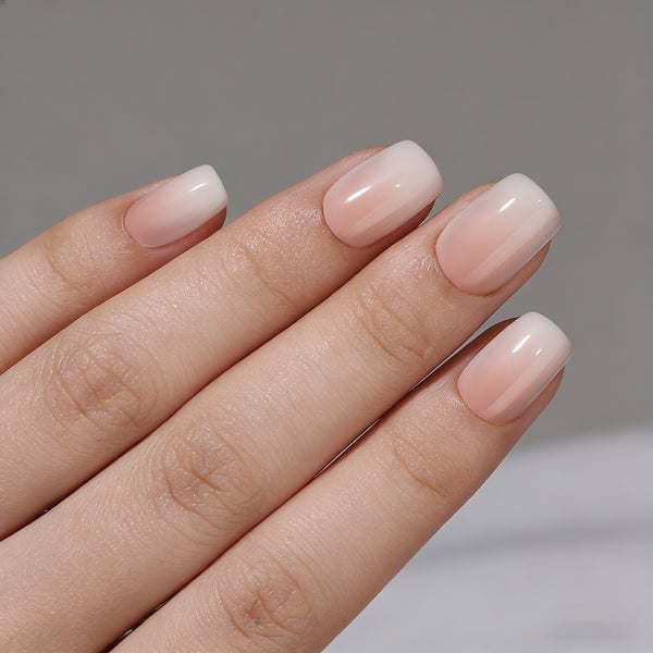 Pink White Ombre Medium Square Nails Pink White Ombre Medium Square Nails