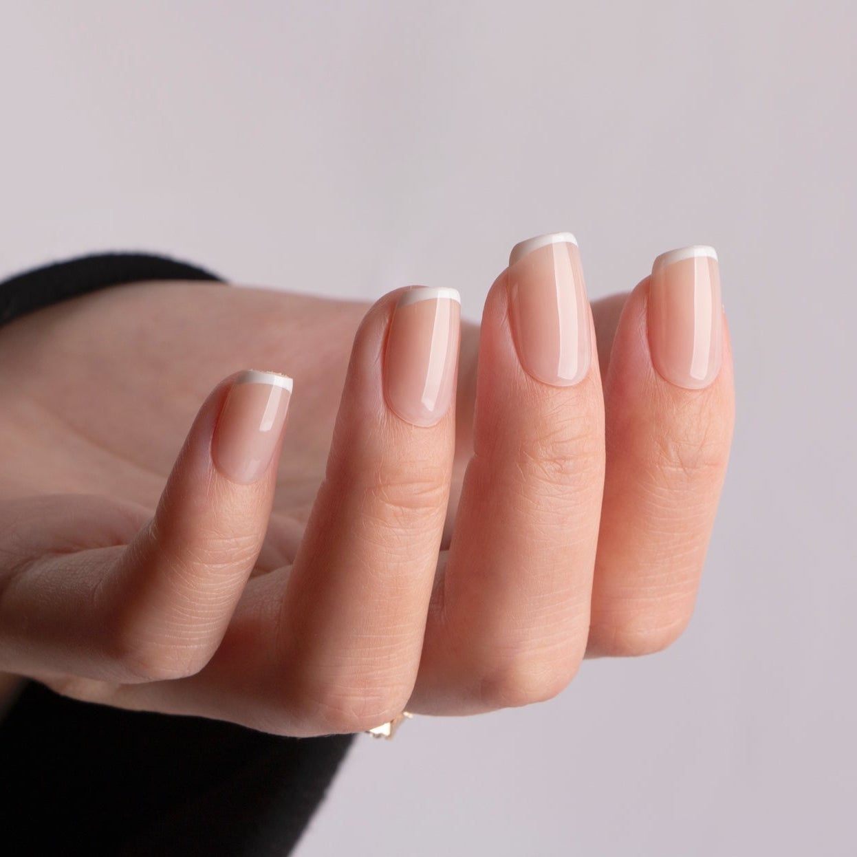 Sheer Nude French Medium Square Nails Sheer Nude French Medium Square Nails