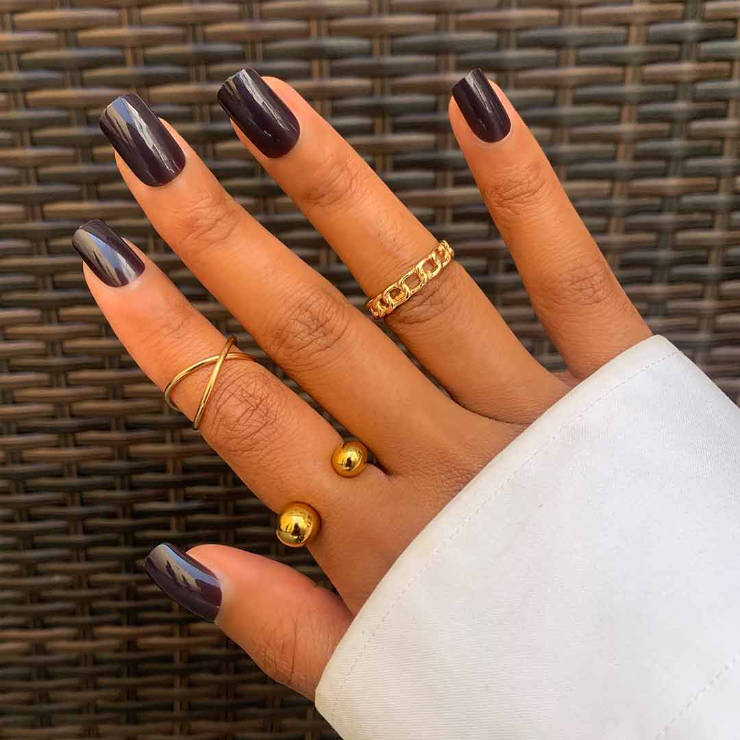 Deep Plum Glossy Medium Square Nails Deep Plum Glossy Medium Square Nails