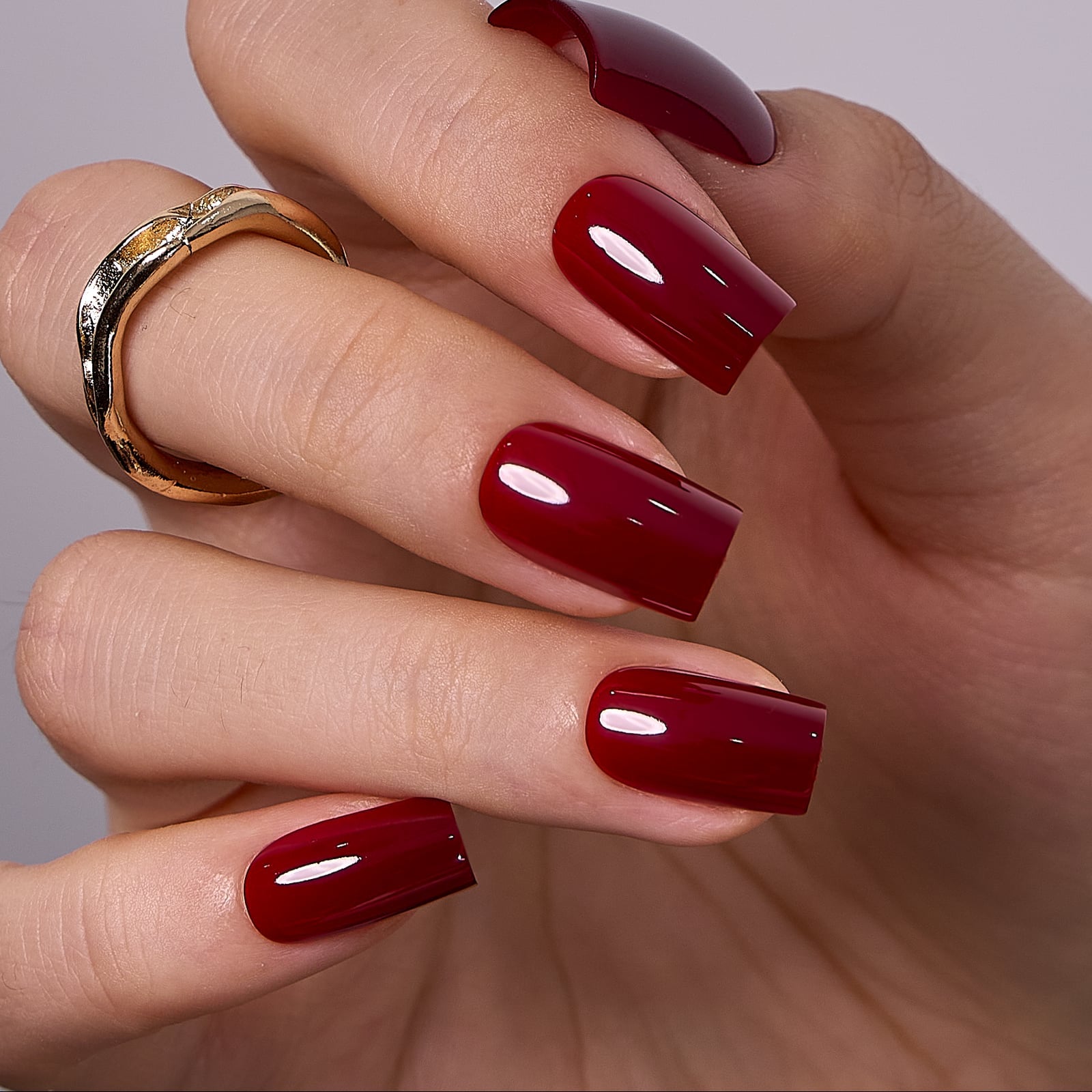 Dark Red Cherry French Medium Square Dark Red Cherry French Medium Square — Medium Square Nails