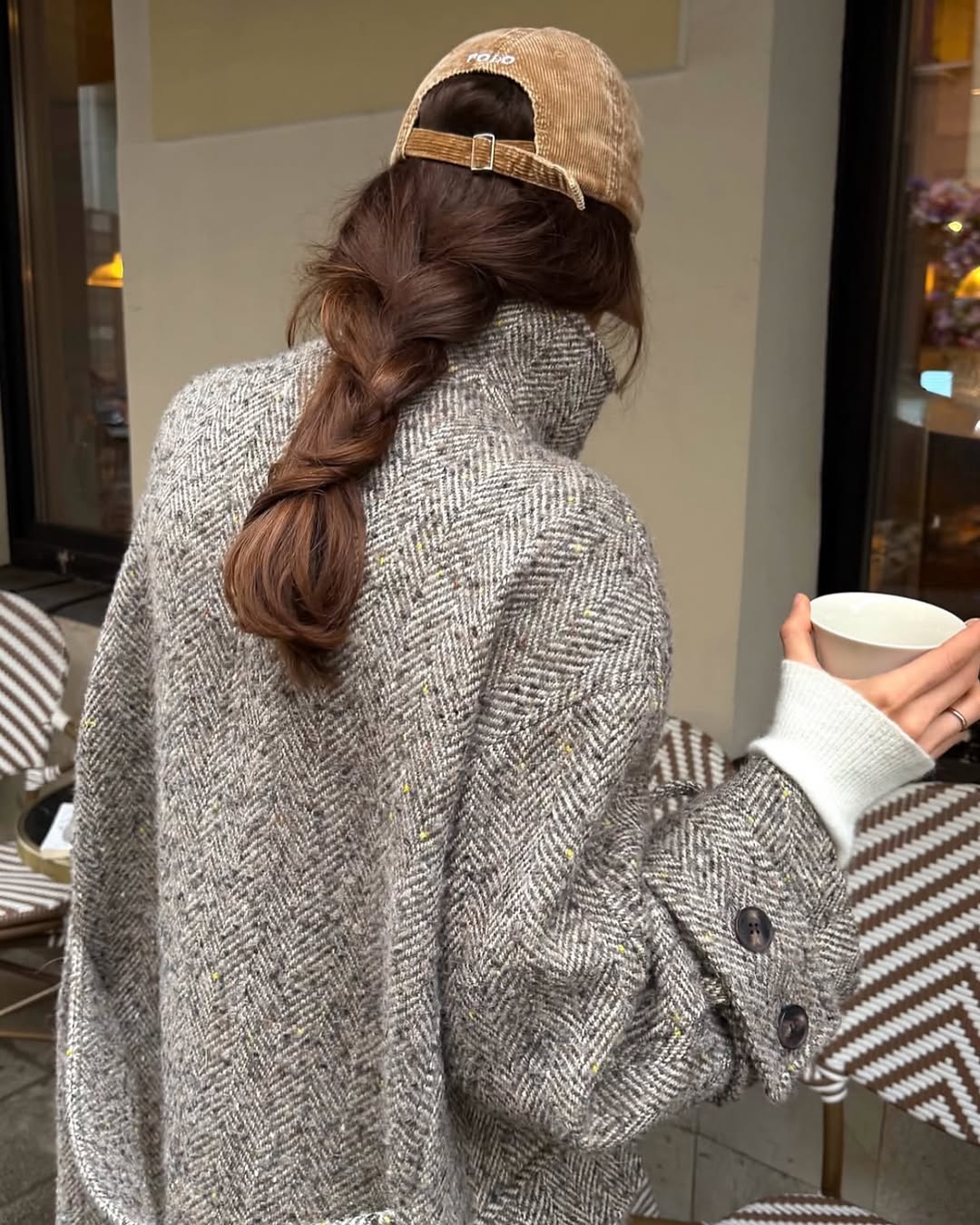 Messy French Braid With Corduroy Cap