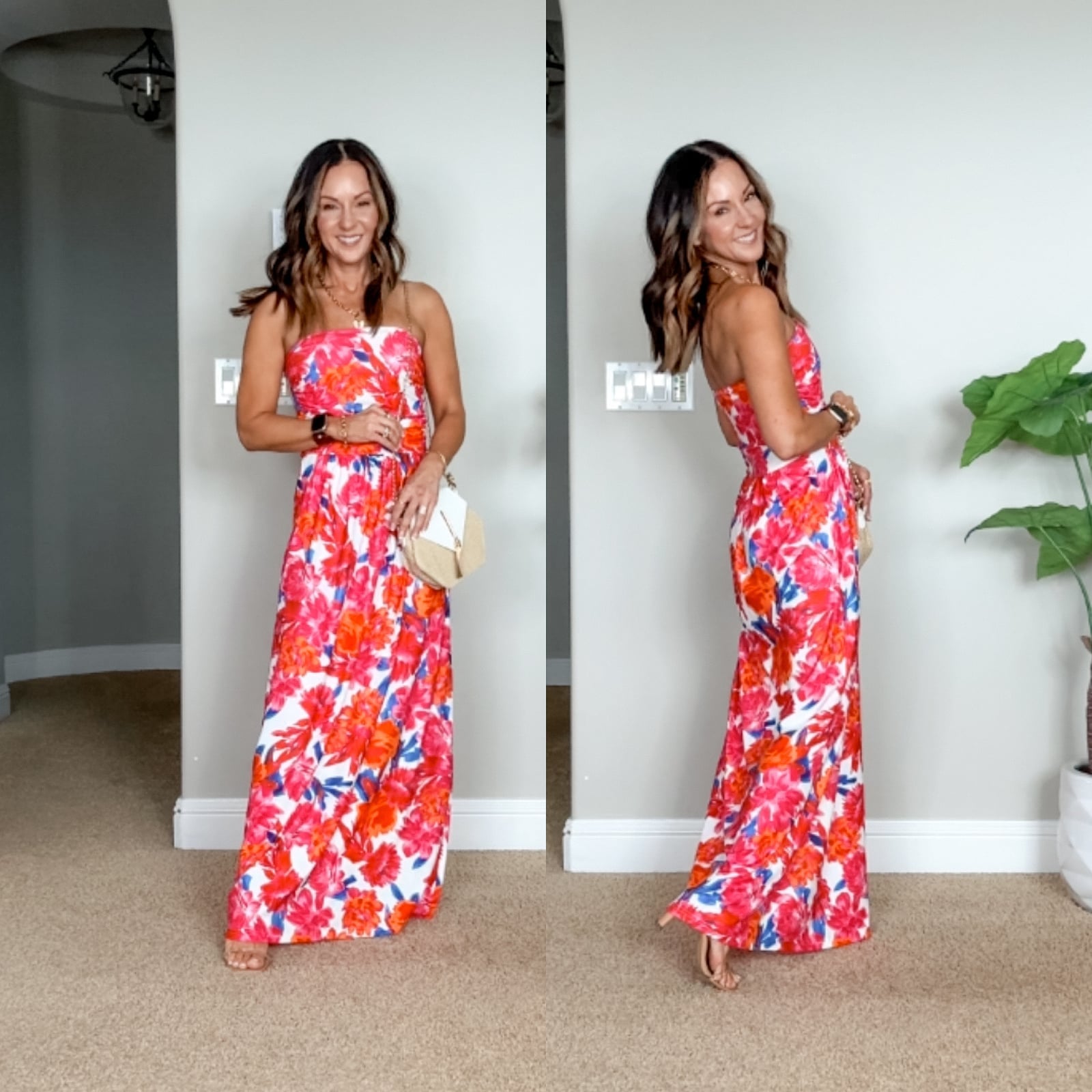 Strapless Maxi Dress with Bold Floral Print for Vacation Strapless Maxi Dress with Bold Floral Print for Vacation — Mexico Outfits