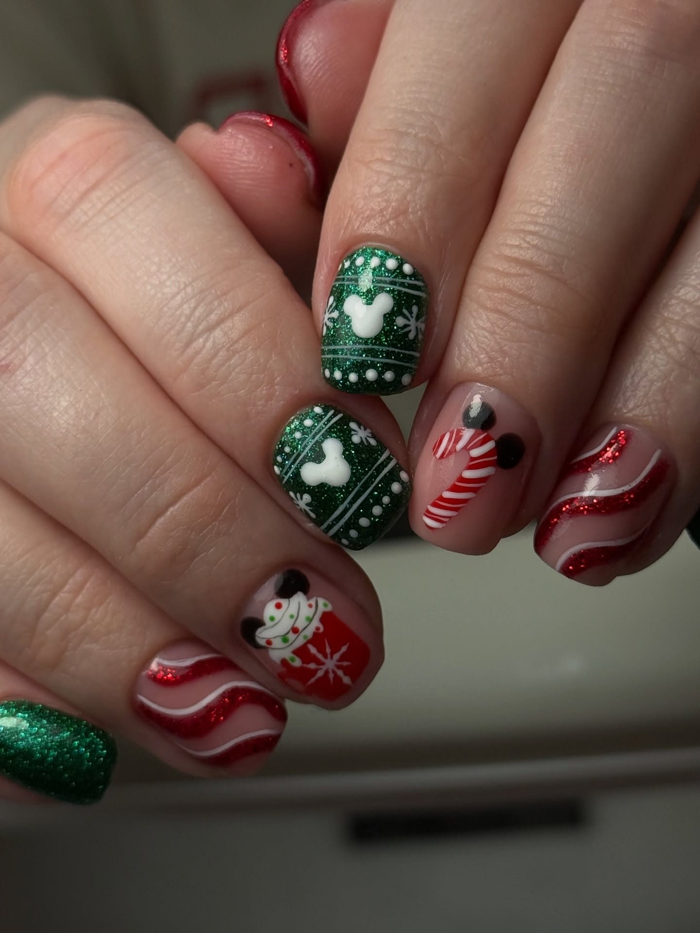 Mickey's Christmas Sweet Treats Nail Art