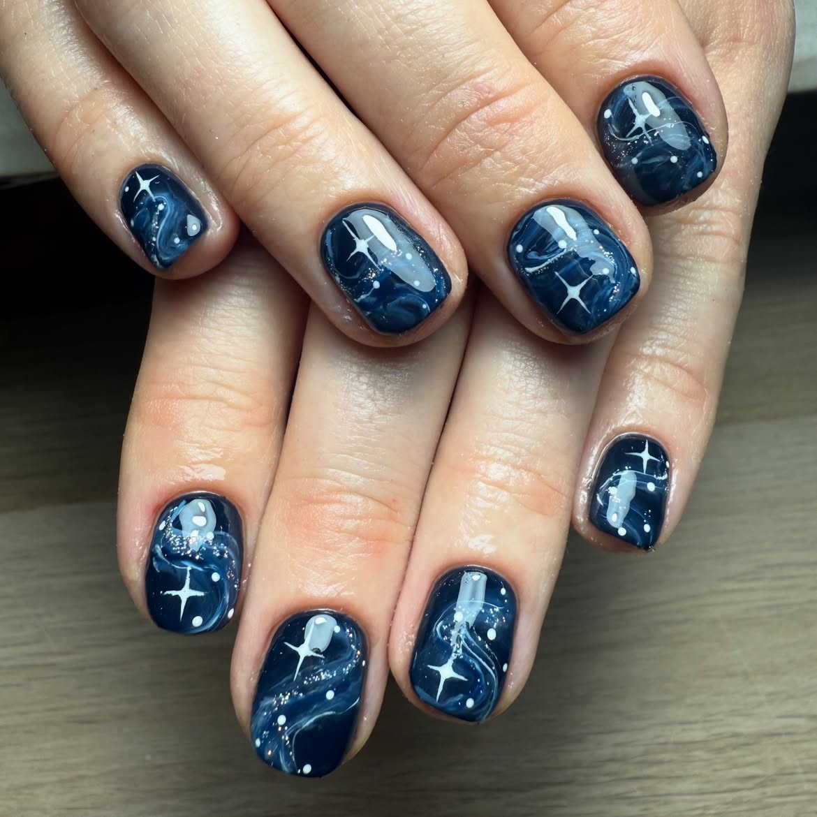 Midnight Sky Starry Night Gel Nails